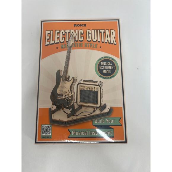 ROKR Electric Guitar & Amp 3D DIY Wooden Puzzle Model Kit - Picture 1 of 2